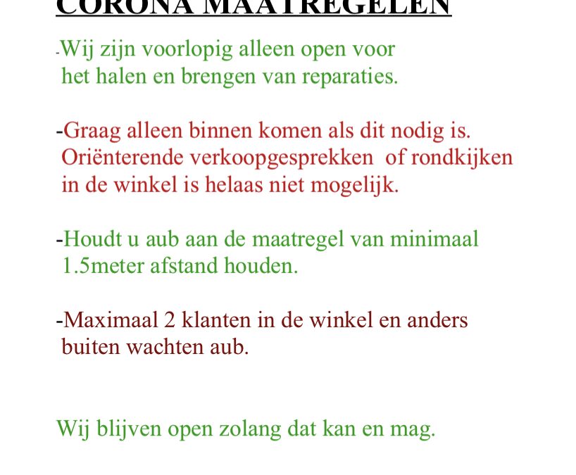 Wij zijn open zolang het kan en mag